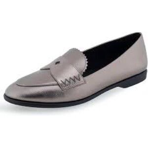 AEROSOLES Metallic Graphite Silver Loafers Size 8 NWT